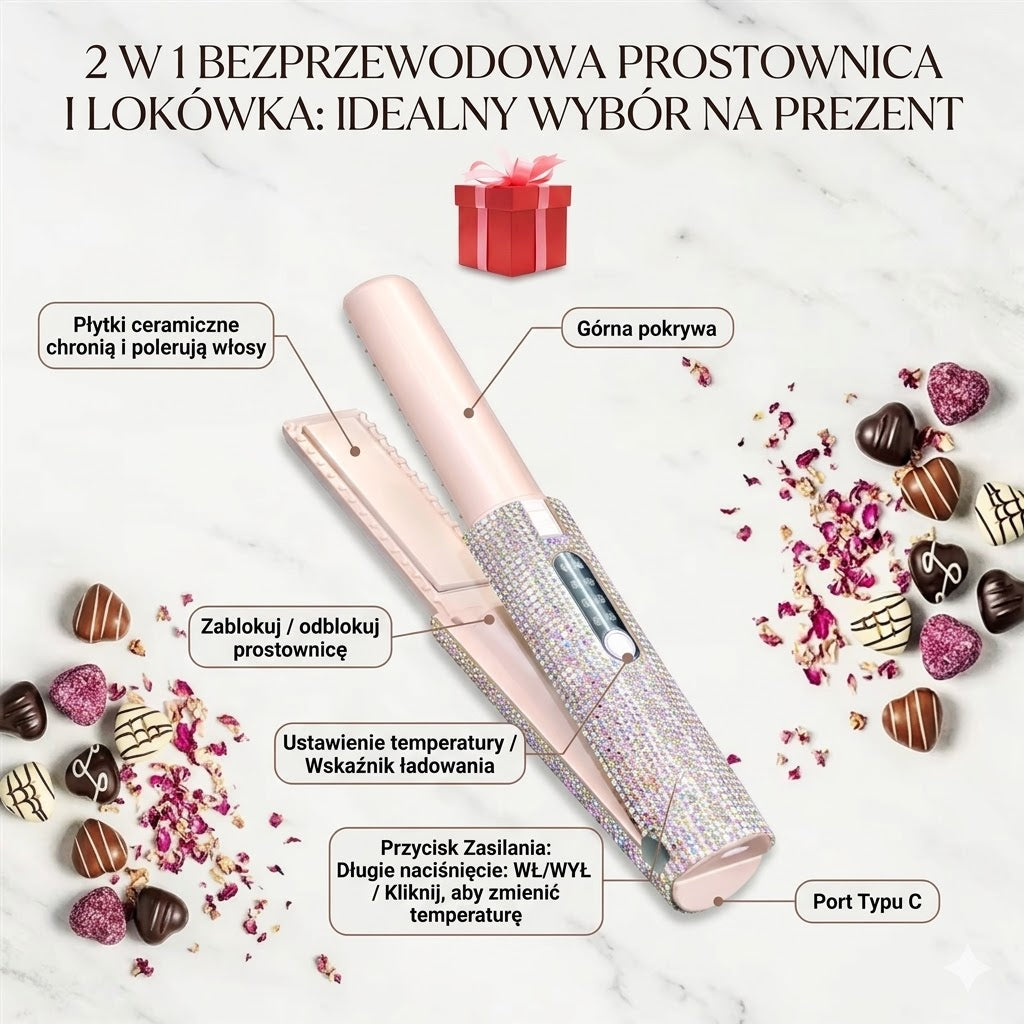 ✨ GLAZE™ Diamond Gloss – Bezprzewodowa Prostownica Perłowa ✨